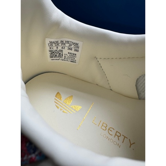 Adidas Gazelle Indoor Liberty London Beige Floral JH7370 Mens 8.5 NEW - Picture 7 of 8